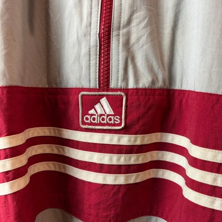 adidas Nylon Anorak Jacket 3-Stripes Half Zip XL