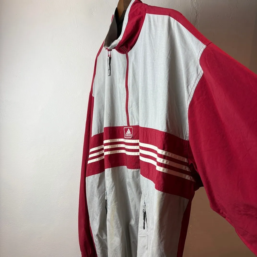adidas Nylon Anorak Jacket 3-Stripes Half Zip XL