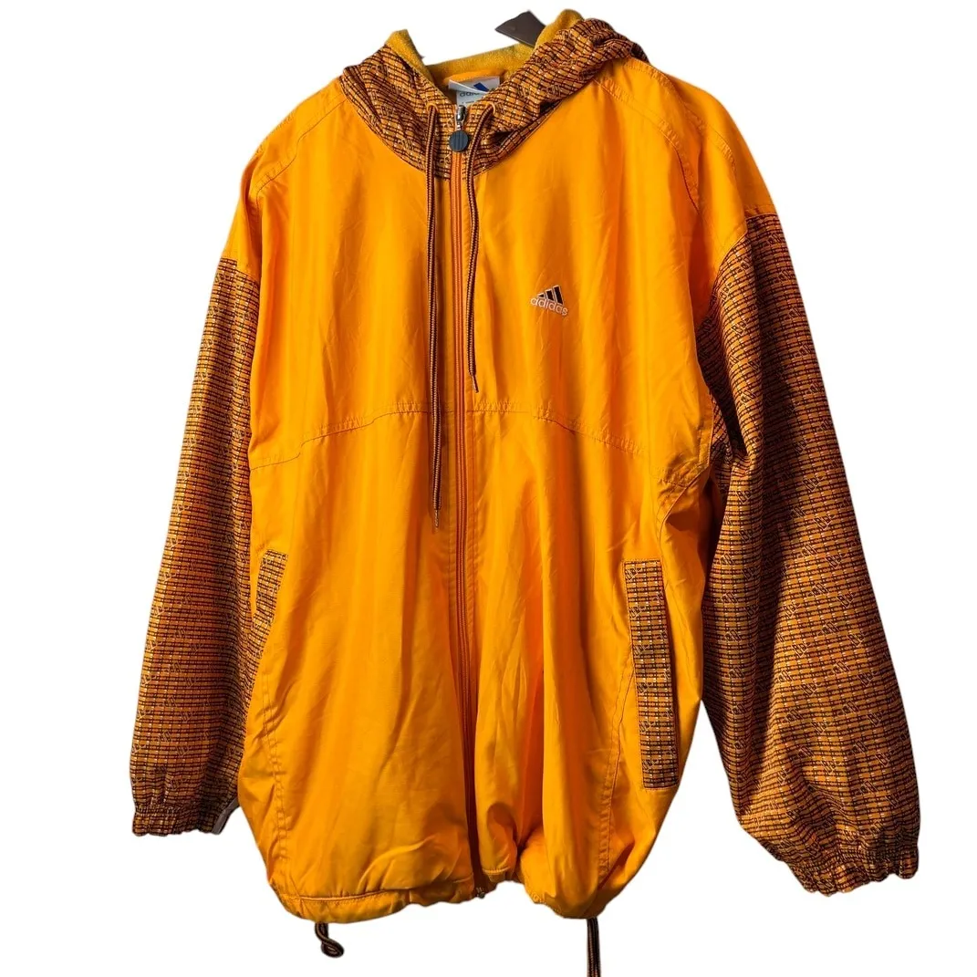 adidas Pattern Sleeve Nylon Jacket Orange×Pattern L