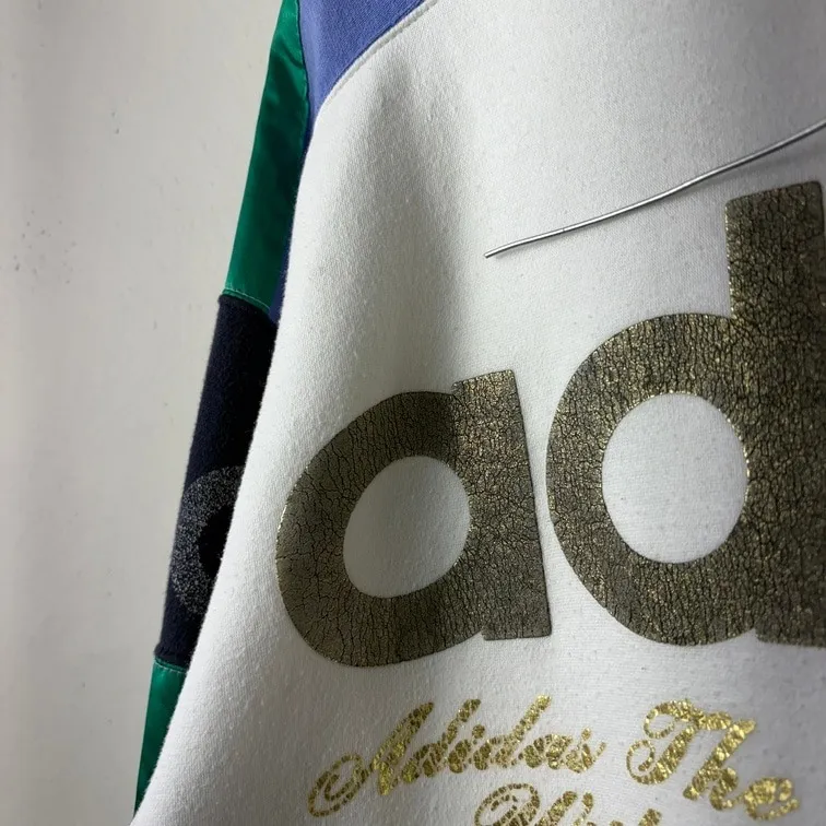 adidas Color Block Logo Sweatshirt Gold Print M-L