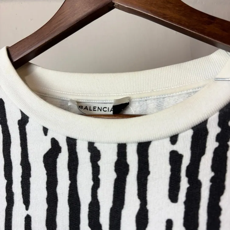 Balenciaga Stripe Pattern Cotton Sweatshirt Made in Portugal S