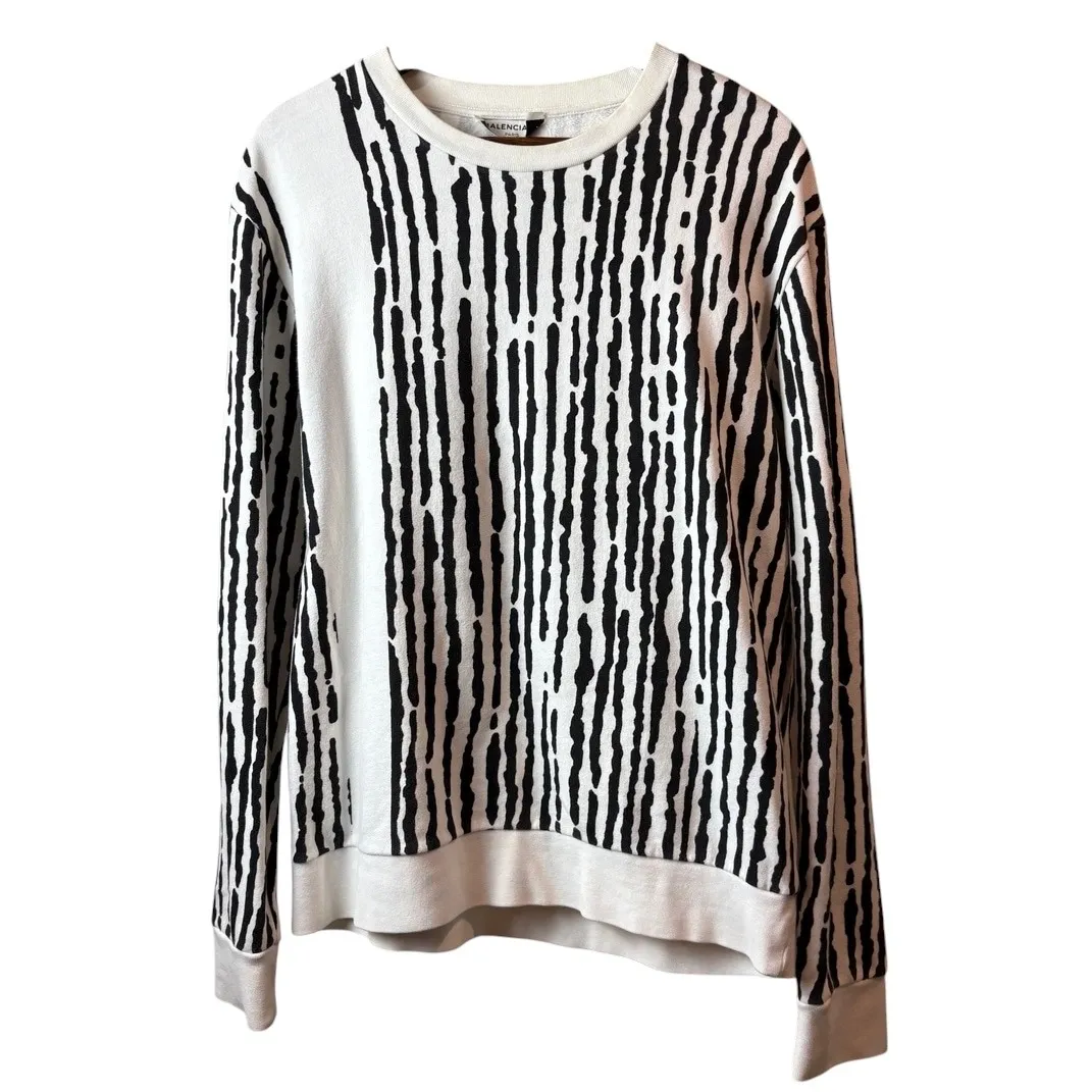 Balenciaga Stripe Pattern Cotton Sweatshirt Made in Portugal S