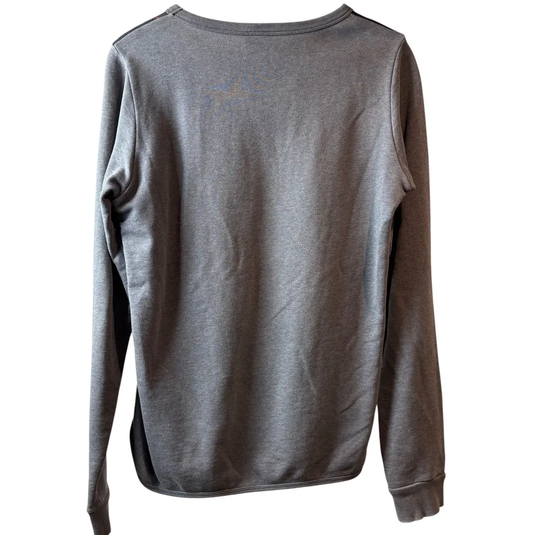 DRIES VAN NOTEN Quilted Floral Panel Sweatshirt Gray×Navy S