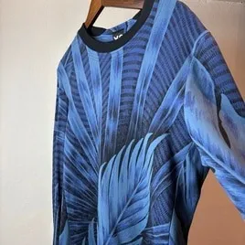 Y-3 All Over Botanical Print Sweatshirt Blue Graphic M